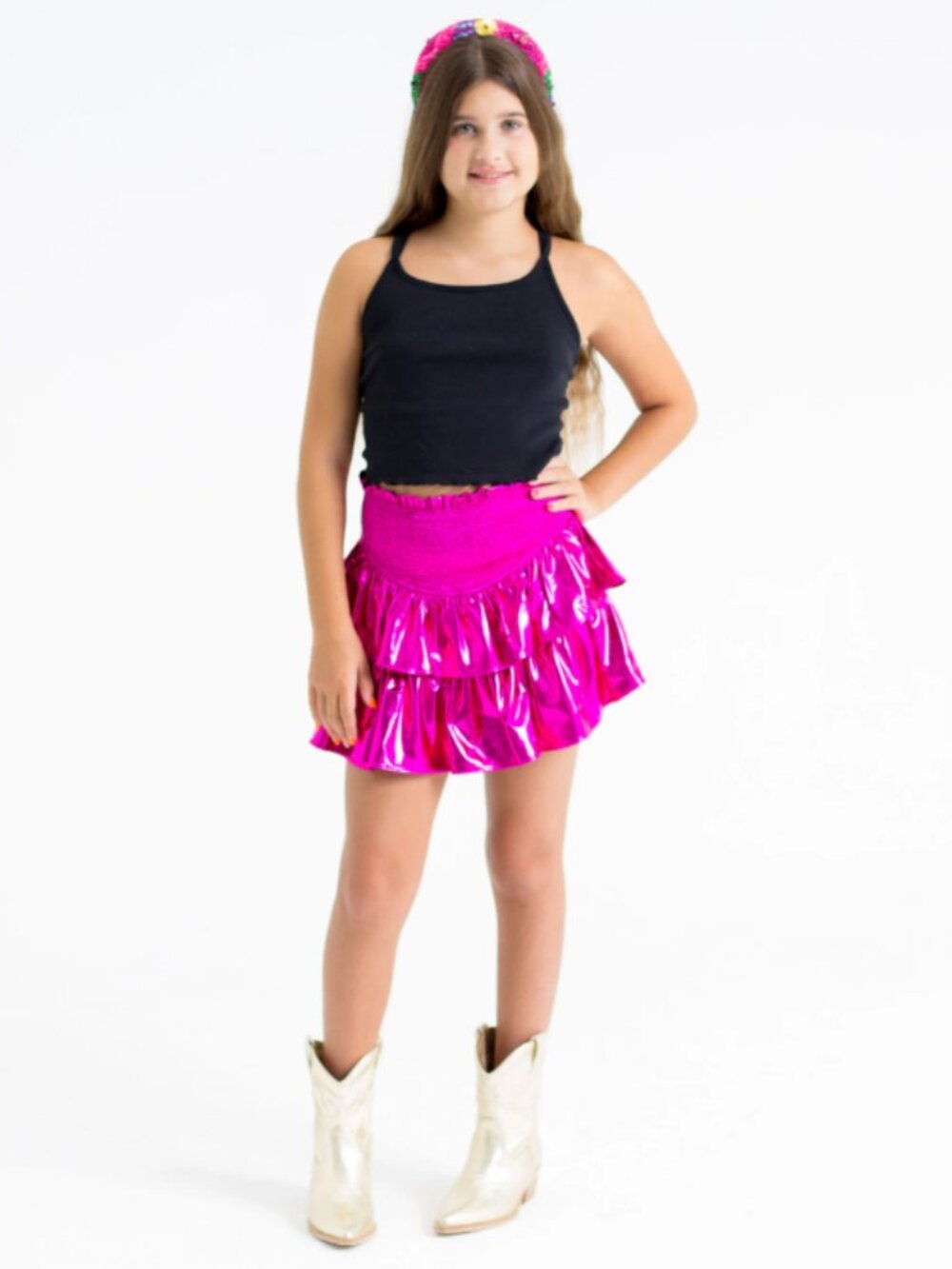 BuddyLove Girls Tween Skort Style Brookie Metallic Pink Size TL Large NWT